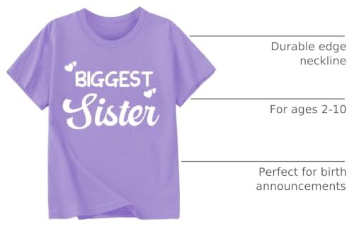 Image of Biggest /Bigger /Big Sister Shirt for Toddler Girls Cotton Short Sleeve Tshirts Announcement Outfits 2-10 Years