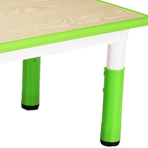 Image of Adjustable Kids Table & 6 Chairs Set - Easy-to-Clean Graffiti Desktop, Non-Slip Legs, Perfect for Arts & Crafts, Playroom, Study Area, Daycare, or Home Use - Lake Blue