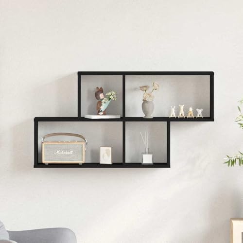 Étagère murale noire aspect chêne pour optimiser un petit espace avec style - 5