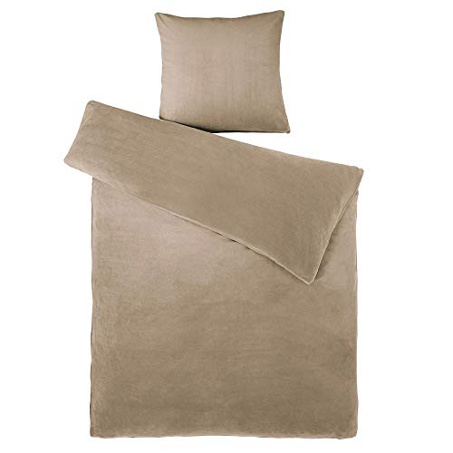 aqua-textil Feelwell - Sábana bajera ajustable con forro polar térmico, color gris y plateado, microfibra, pardo, Bettwäsche 135x200 cm