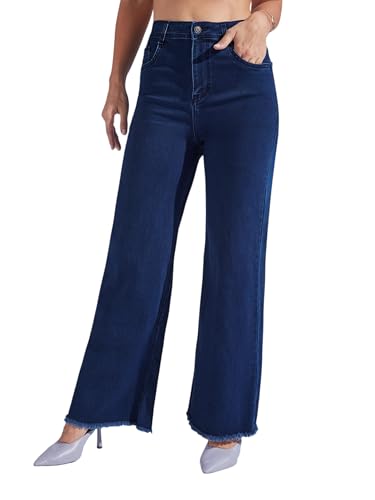 Image of Miss Chase Women's Wide-Leg High-Rise Regular-Length Stretchable Shaping Denim Jeans