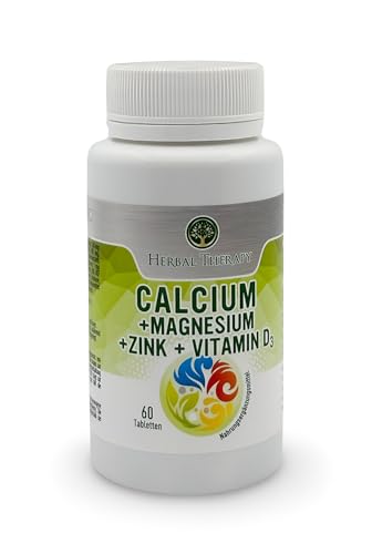 Herbal Therapy Calcio + Magnesio + Zinc + Vitamina D3 Suplemento alimenticio 60 Tabletas