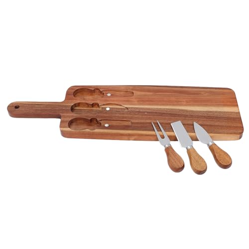 Ipetboom Set Tagliere in Legno con Coltelli e Forchette per Formaggi e Salumi Vassoio da Portata per Picnic e Feste Tagliere Multifunzionale per Carne Frutta e Spuntini