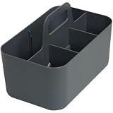 Leftef デスクトップ収納ボックス 大容量 仕切り付き 文房具 化粧品 小物整理ケース リモコン収納 オフィス 家庭用 (ライトグレー,A)