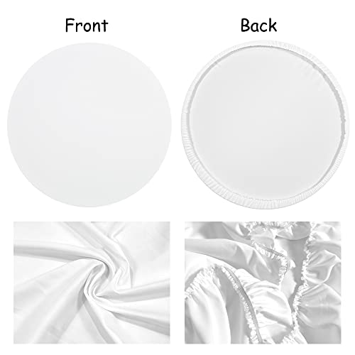 Laeacco White Round Backdrop 6.5X6.5Ft Polyester Solid Color White Screen Photography Background Baby Shower Birthday Party Decoration Banner Video Recording Children Adults Portrait Photo Booth Props #TOP2
