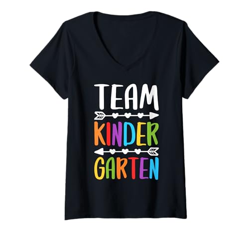 Damen Team Kindergarten T-Shirt Lehrer Back To School Shirt T-Shirt mit V-Ausschnitt