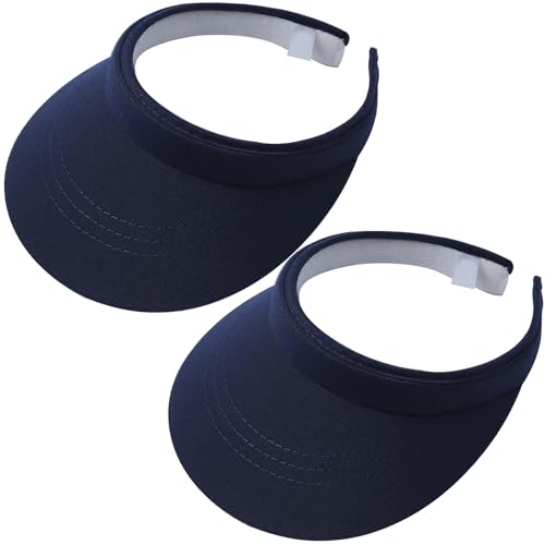 Image of 2 Pack Visor Women Men Sun Hat Clip On Visors Adjustable Sport Wide Brim Cap