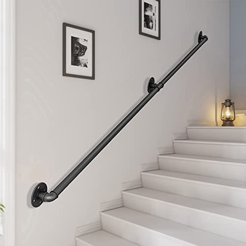 Rampe d'escalier kit complet en fer forgé noir 360 cm pour intérieur