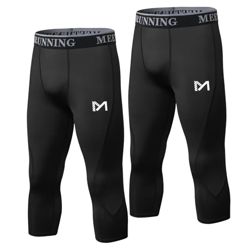 Leggings de compression 3/4 homme évite frottements fatigue couche base noir