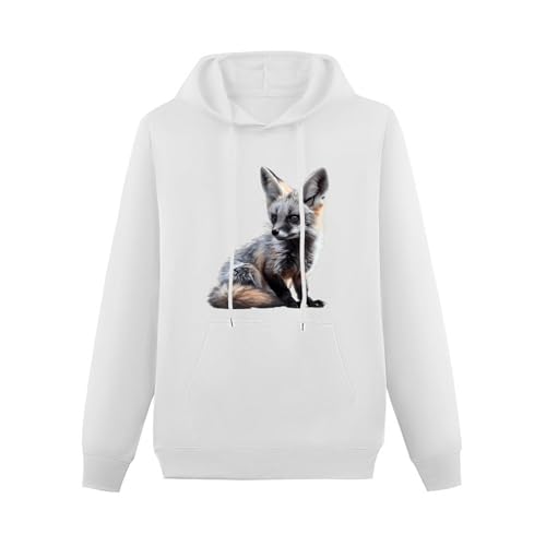 Bat-eared Fox Unisex Casual Hoodies Long Sleeve Lightweight Pullover Tops Loose Sweatshirt with Pocket3