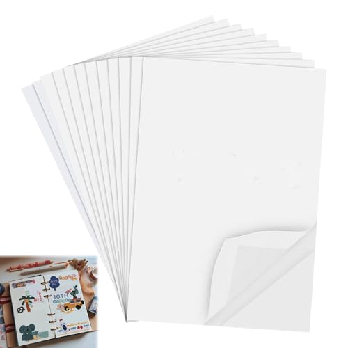 Huybaa 12 pcs double face transparent,adhesif double face,Ruban Adhésif Double Face Transparent,Feuilles A4, 20,5 x 30,5 cm, pour travaux manuels, maison, ruban décoratif avec doublure jaune