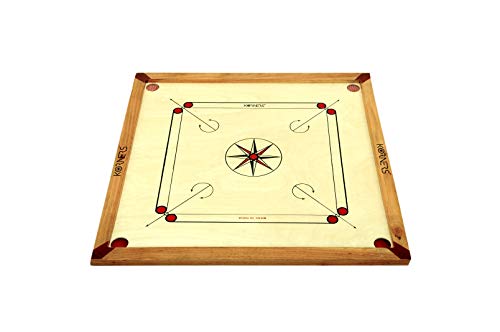 Image of KORNERS Carrom Board with Striker, Coins and Powder, Multicolor| (Natural 32-Inch Classic Board with Stand)