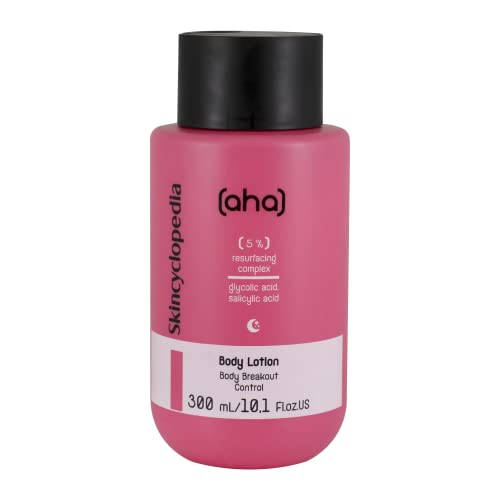 Skincyclopedia 5% AHA Body Lotion with Glycolic, Salicylic Acid and PHA - Keratosis Pilaris Treatment - Firming Body Exfoliator for Back Acne, Strawberry Legs and Ingrown Hair, Light Fragrance, 300ml