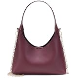 SYXLCYGJ Brooklyn Shoulder Bag, Leather Crossbody Cute Purse for Women, Fashion Trendy Handbag with Chain Strap (Wine red)