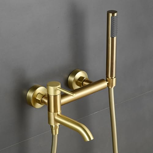 Mitigeur de baignoire mitigeur de douche mural laiton or brossé rotatif - 2