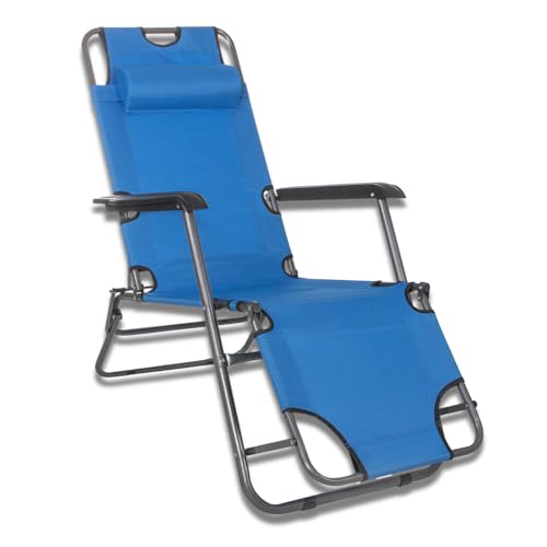 SPRINGOS Chaise Longue, Poggiatesta, Chaise Longue relax, Chaise Longue da giardino in metallo, Chaise Longue de Loisirs pieghevole, portata fino a 120 kg