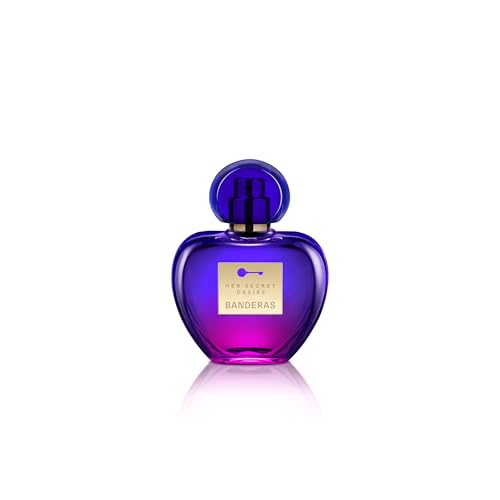 BANDERAS Perfumes, Her Secret Desire, Eau de Toilette en Espray para Mujer, Larga duración, Fragancia floral, frutal y dulce, Notas de madera, vainilla y flores, Optimo uso diario, 50 ml