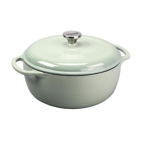 Lodge Essential Enamel Cast Iron Dutch Oven - Perfect For Bread Baking, Braising, Marinating & Slow Cooking - Features Moisture-Sealing Lid & Dual Handles - Kitchen Essentials - 6 Quarts - Desert Sage