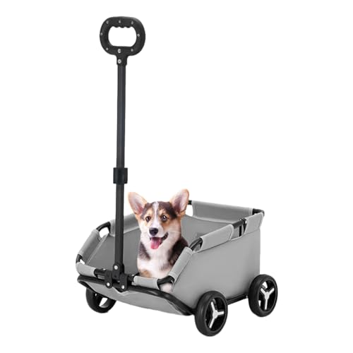 Camisetas de gato: cochecito en jaula de transportista de perros, carro plegable liviano | tela de oxford, pvc 4 ruedas carro pequeño para perros, neumáticos para conducir aire, cesta de almacenamient