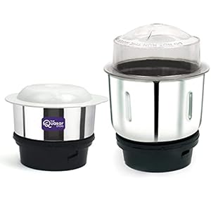 The Quasar Mixer Chutney Jar (180 ml,500 ml) HEAVY QUALITY Mixer Jar (1 Mini Unique Jar 1 Medium Jar) Suitable for all Local & Branded Mixer which comes with 2 Lock & 4 Teeth Coupler