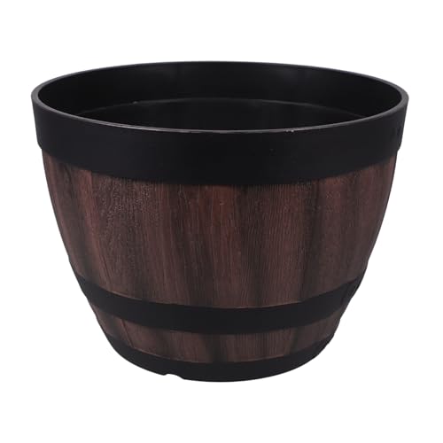 BESPORTBLE Rustic Wine Barrel Planter with Drainage Vintage European Design for Aquatic Plants for Lotus and Water Lilies Elegant Garden Flower Pot for Outdoor Patio