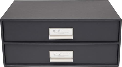 Bigso Box of Sweden Birger 2-Drawer Fiberboard Label Frame Document Letter Box...