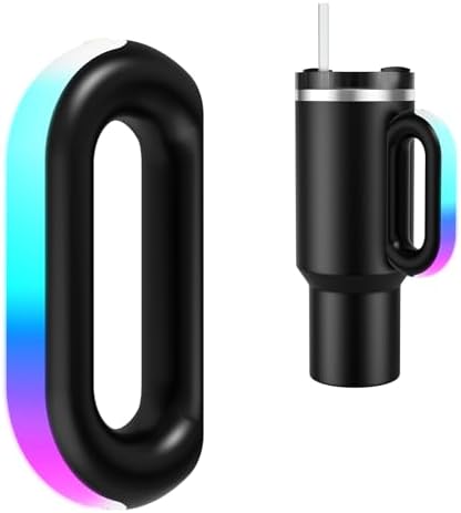 7 Modes LED Light-Up Tumbler Handle for Stanley Cup 40oz/30oz, Tumbler Handle with Pickup Music Rhythm Lights Use for Outdoor Party & Home, Birthday Halloween Christmas Stanley Gift (Black)