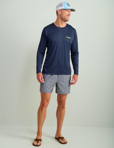 HUK Men's Pursuit Patterned Crew Long Sleeve Shirt3