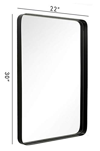 ANDY STAR Wall Mirror | 22x30x2'' Contemporary Black Rectangular Bathroom Mirror Stainless Steel