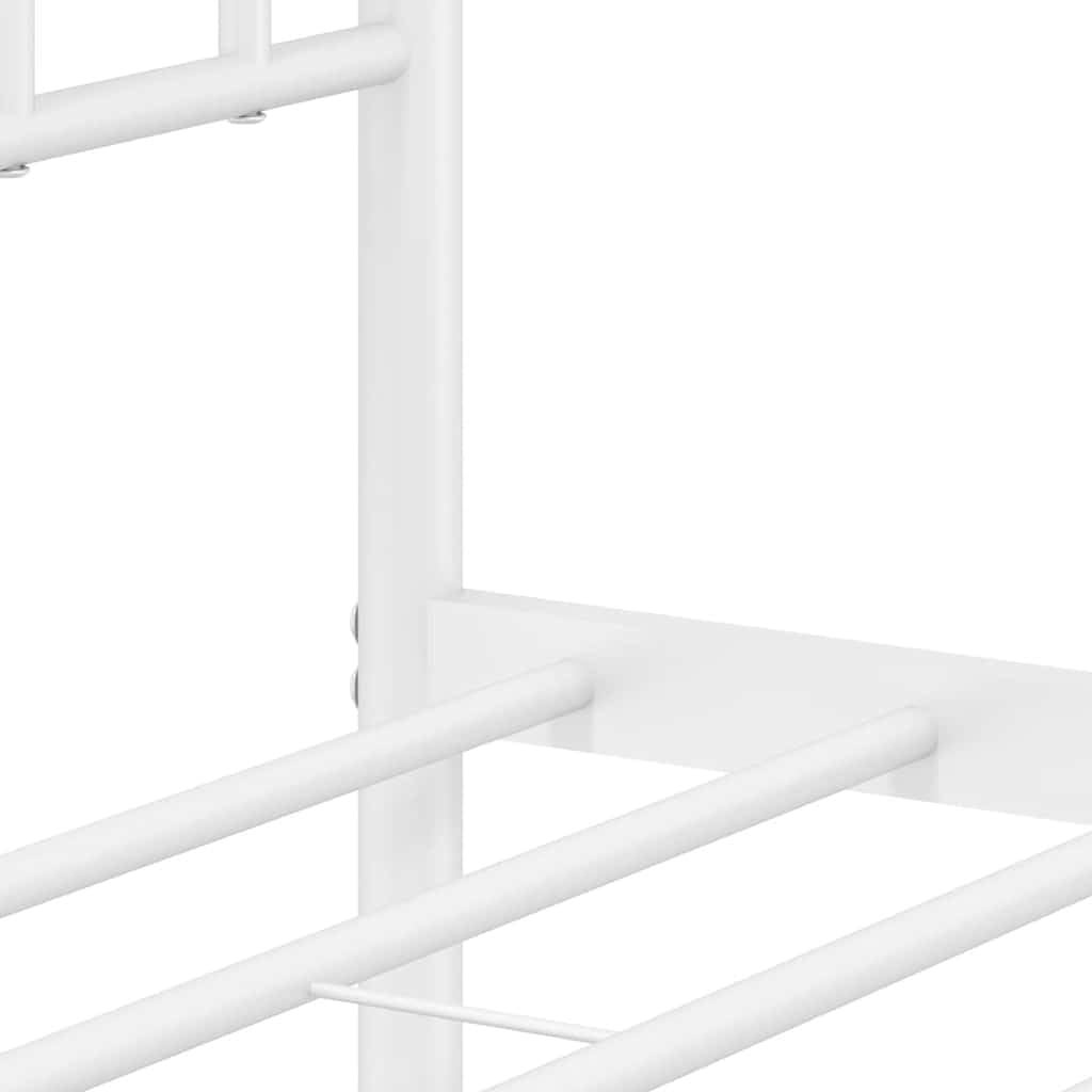 vidaXL 10'' King Metal Bed Frames with Headboard and Footboard, Platform Bed Frame with Strong Metal Slats Support, Under Bed Storage, Noise Free, White, Without Mattress