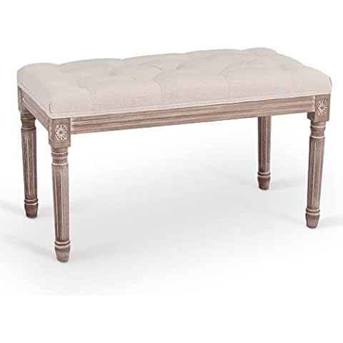 VONLUCE Vintage Upholstered Bench with Padded Seat Cover