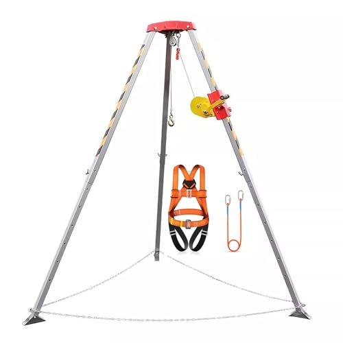Heavy Duty Safety Tripod with Safe Belt, Large Fire Rescue Tripods/Lifting Equipment, Exploration Spaces Arrest Kits for Wells, Sewer, Tunnels