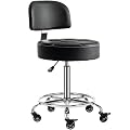 CoVibrant Lockable Stool with Back and Foot Rest Ergonomic Rolling Hydraulic Adjustable Stool for Doctor Esthetician Artist Home Small Office Desk