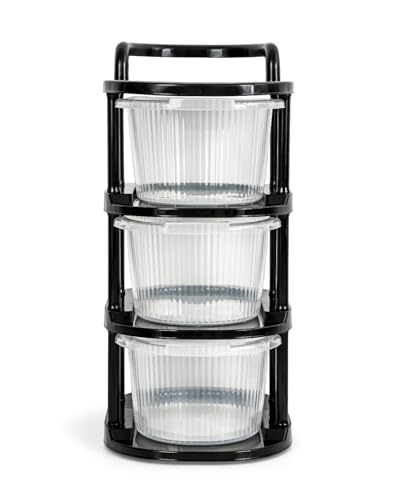 Image of SR 3 Layer Plastic Storage Drawer with Wheels | stackable storage cabinet for Bedroom, Office, Home | Utility storage drawer Organiser for Cosmetics, Kitchen,Toys | multipurpose home storage Organizer