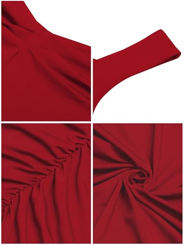 Missufe Elegant Partykleid Bodycon Enges Kleider Damen Cocktailkleid Minikleid (Rot, Mittel)