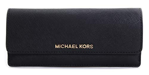 Michael Kors Jet Set Travel Flat Wallet Saffiano Leather,Black,Medium