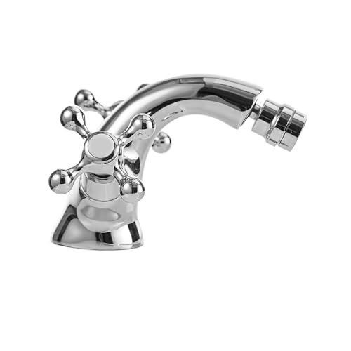 Grifo de bidet vintage cromado con elegantes manetas de cerámica para baño clásico