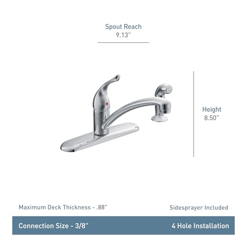 Moen 7430 Chateau One-Handle Low-Arc Kitchen Faucet with Side Sprayer, Chrome