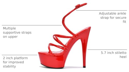 Image of Cape Robbin Women's Platform Stiletto Heels - Strappy Open Round Toe Heeled Sandals Ankle Strap Dressy High Heels (Lili)