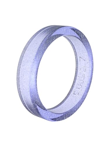 QALO Rubber Engagement Rings for Women Classic Jelly Design Translucent Smooth Finish Silicone Wedding Bands 4.5mm Wide x 2.5mm Thick Durable Design for Outdoor Active Use Blue 06