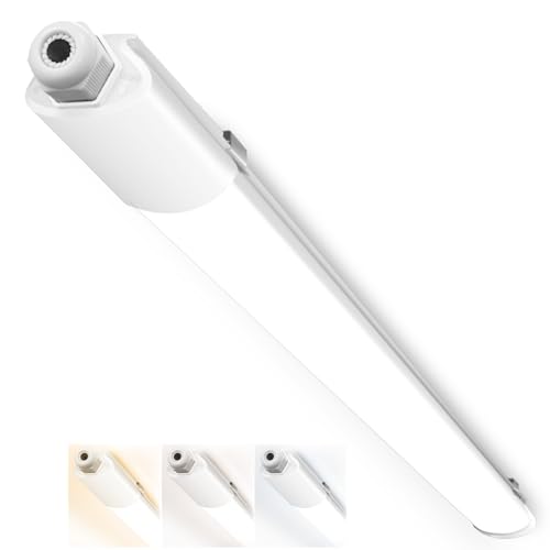 Peasur Feuchtraumleuchte LED 120CM, 3000K/4000K/6500K LED Deckenleuchte Röhre 36W 3960LM Leiste Flach, IP65 Wasserfest Lampe Lichtleiste für Werkstattlampe Kellerlampe Leuchtstoffröhre