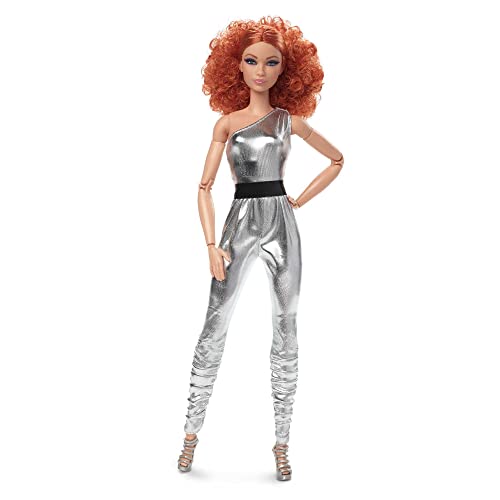 Barbie Looks Doll, Collectible And Posable With Curly Red Hair, Original Body Type And Metallic Jumpsuit #TOP4
