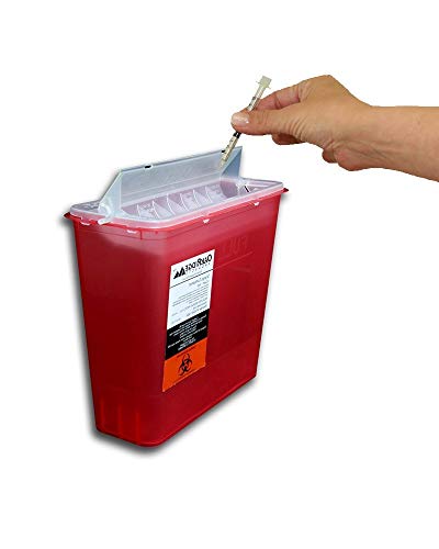 Oakridge Products 5 Quart Size (Pack 2) Sharps Container, Touchless Disposal #TOP1