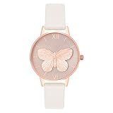 Olivia Burton Analog Quarzuhr für Damen mit Rötliches Lederarmband - OB16MB16