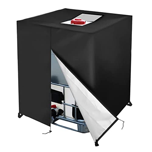 Aotuman - Lona para depósito de agua – Colectores de agua de lluvia – Lona para tanque de 1000L IBC, cubierta UV, antipolvo, fundas para depósito de agua de lluvia, negro, 12 x 100 x 116 cm, 12 x 100