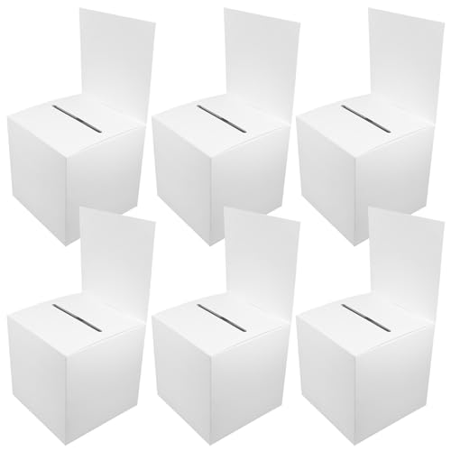 Boîtes à tombola blanches multi-usage lot de 6 urnes en papier pour tirage au sort et votes