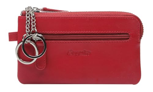 Esquire Viktoria étui clés en cuir rouge véritable avec finitions soignées de maroquinerie