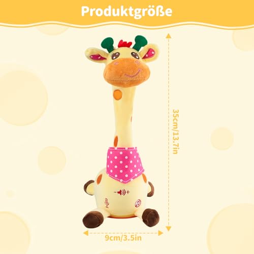 Licht Singing Giraffe Kuscheltier - Light Up and Voice Repeating Feature, Dancing Interactive Doll, Giraffe Kuscheltier, Baby Ermutigen Sprachspielzeug, Geburtstagsgeschenke für Jungen Mädchen