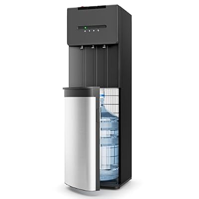 EUHOMY Bottom Loading Water Cooler Dispenser for 5 Gallon Bottle, Hot/Cold/Warm Water Dispenser with Child Safety Lock, LED Display Light, Ideal for Home, Office & Apartment, Black
