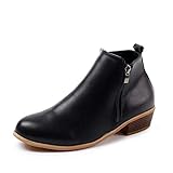  Hafiot Stiefeletten Damen mit Absatz Ankle Boots für Damen Chelsea Winter Kurzschaft Wildleder Leder Reissverschluss 3cm Stiefel Blau Braun Schwarz 35-43 BK42